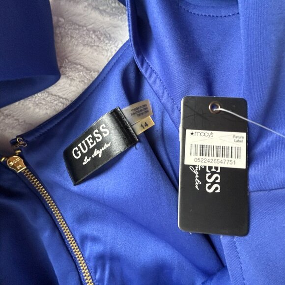 Guess Women Cut Out Sheath Dress Size 14 Blue Sleeveless Lined Back Zip New $118 - Picture 3 of 11
